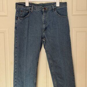 Wranglers Jeans Mens Size 36x29 Regular Fit Tapered Mid Rise Denim Blue